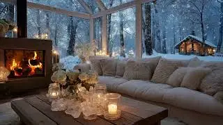 🔥 Winter Fireplace Piano | Cozy Lounge & Gentle Snowfall for 3 Hours | Stress Free Study Work Calm