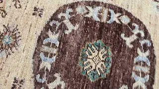 Modern Samarkand Hand-Knotted Wool Rug in Soft Earth Tones N12998