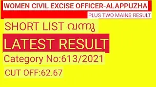 KERALA PSC LATEST RESULT, WOMEN CIVIL EXCISE OFFICER SHORTLIST 613/2021,ALAPPUZHA