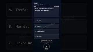Quiz - 027 | Which collection stores unique elements with sorting? | #shorts #java #quiz