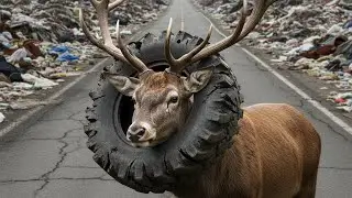 Stag Trapped in Tyre | Rescue || एक टायर में फँसी हिरण की ज़िंदगी बची | रेस्क्यू टीम ने किया चमत्कार