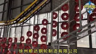 Electric vehicle steel wheel spraying workshop