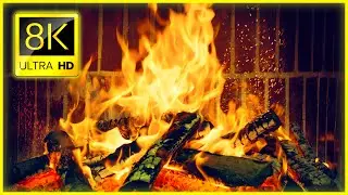 Spend the Night by Cozy Fireplace 🔥🔥 8K ULTRA HD Christmas Fireplace & Crackling Fire Sounds