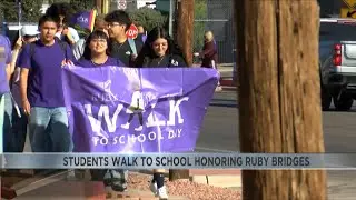 Students walk to school to honor civil rights icon Ruby Bridges