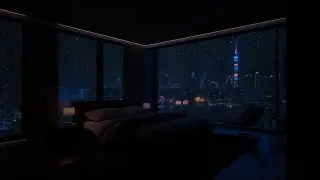 Cozy Bedroom with Rainy City View 🌃 Night Ambience for Deep Sleep, Relaxation & Full Body Recovery