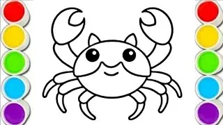 How to Draw a Cute Crab | Easy Cute Drawing, Coloring & Painting for Kids, Toddlers.
