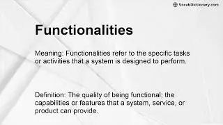 Functionalities Meaning
