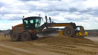 Case 885B grader spreading sand part 2