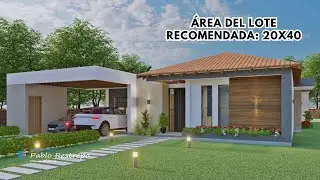 'PLANOS CASA CAMPESTRE' en L 262 M2 Diseño de 20x40 UN PISO (4 hab) | Arq Pablo Restrepo