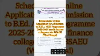 B.Ed/M.Ed Admission 2025-27 starts under BSAEU | WEST BENGAL |#b.ed #admission