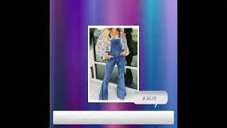 Dark Blue Adjustable Buckle Strap Flare Leg Denim Womens Overalls
