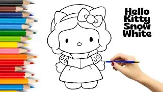 Hello Kitty Snow White Drawing | Cute Princess Coloring&nbsp;for&nbsp;Kids