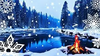 ❄Winter ASMR - 🔥Crackling fire, howling wind, river ambient sleep sounds from Earth Nature Creations