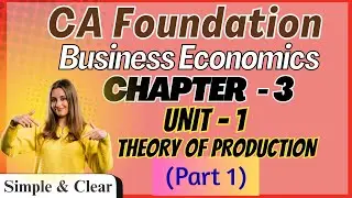 Ch 3 Unit 1 Theory of Production Part 1 Meaning of Production, 4 Factor of Production| CAFoundation