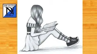 How to draw a Sitting Girl Reading Book || Pencil sketch for beginner || Girl drawing || Drawing