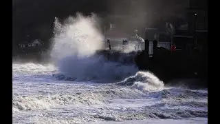 Storm Corrie. Huge waves on a high tide at the South Bay.  31 January 2022