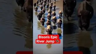 Bison&rsquo;s Epic River Jump 🦬 | Nature&rsquo;s Strongest Leap Caught on Camera