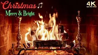 Christmas Fireplace w/ Merry and Bright Instrumental Christmas Music ~ Christmas Fireplace Ambience