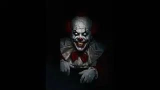 Quick 30 Second Scary Clown Pops in and out of Window Projection Portrait