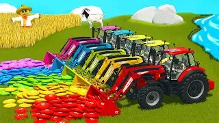 LOAD AND TRANSPORT M&M's CANDIES WITH MASSEY FERGUSON TRACTORS - Farming Simulator 25