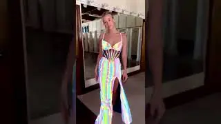 Supernova Prom Dress with Light Reactive Fabric, Sheer Corset Bodice, Stone Accents and High Slit