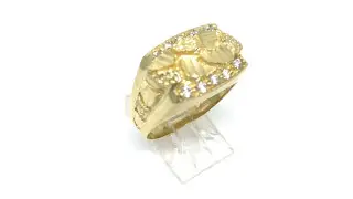 Rare Design Men Ring Nugget Diamond-Cut 10k Yellow Gold Ring for Men (GMRA - 057) TRAY
