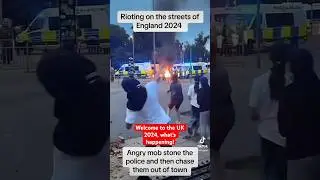 What is going on! Women and men stoning police on UK streets 2024 #leeds #riots #police