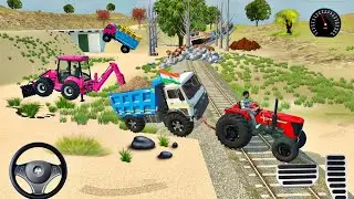 Indian dumper stuck in track rescue by tractors and jcb 😰#viral #automobile #track #tractor #dumper 