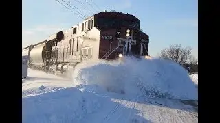 CP Grain Train to Quebec City on Quebec Gatineau Railway with DPU 24 Dec 17 Minus 15 Celsius