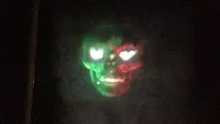 Fog screen projection hologram floating skull