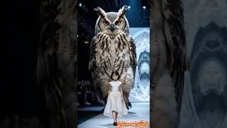 AI million views. She's doing a fashion show with an owl. #owl #girl #fashion