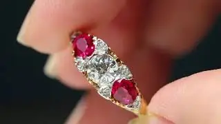 Antique  Old Cut Diamond Synthetic Ruby Ring By 33