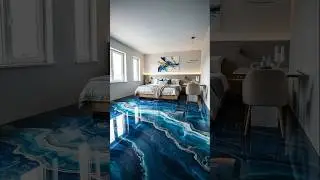 Ocean-Inspired Epoxy Flooring for Bedroom 🌊 | High-Gloss Ocean Blue Epoxy Floor Reveal ✨