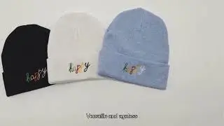 Mens Stylish Embroidered Knit Cap, Acrylic Oversized Beanies, Classic Ribbed Hat Made In China