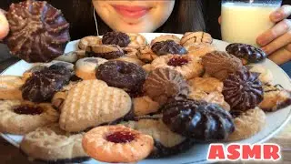 ASMR COOKIE MIX EATING SOUNDS (with milk) | CHOCOLATE COOKIES, COOKIES WITH SAUCES, JAM (No Talking)