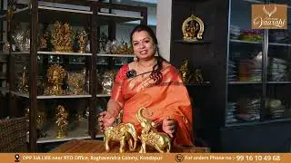 Elegant Brass Lakshmi and Elephant Idols for Diwali Puja | Vintage Vaarahi Brass Antiques And Sarees