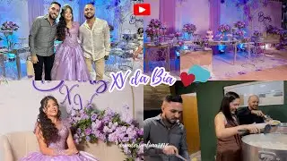 ANIVERSÁRIO DE 15 ANOS DA MINHA PRIMA ANA BEATRIZ 💜 MOSTREI TODOS OS DETALHES DESSA LINDA FESTA 🥳 