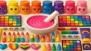 Satisfying Slime ASMR| DIY How to Make Rainbow Cloud Slime with Makeup  Eyeshadow Glitter Random Mix