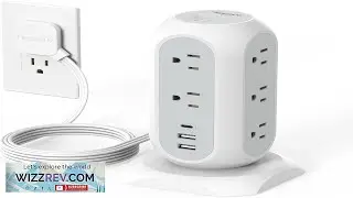 Tower Power Strip Flat Plug with 11 Outlets 3 USB (1 USB