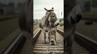 The Donkey That Blocked the Train Tracks #animals #donkey