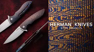 FOLDING KNIFE FOLDER STING 6 BLACK TIMASCUS DAMACORE FULL DRESS HERMAN KNIVES