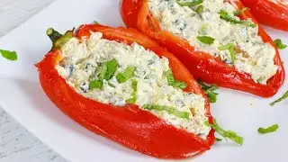 Sommerliches Gericht - Gefüllte rote Paprika mit Zucchini und Käse I Schmeckt kalt und warm