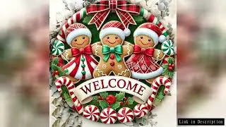 [Gingerbread Christmas Decor] Festive Gingerbread Christmas Welcome Sign - 2D Flat Round Wooden Wall