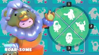 Fall Guys Golden Growl skin doing in-game emotes and celebrations (FG Scales and Tails FP)