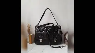Petralove Coach #19856 poppy quilted leather hobo crossbody bag in black