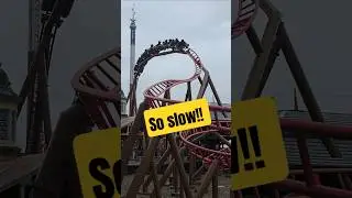 It almost didn't make it! 😱 #quantumaccelerator #rollercoaster #sixflags #themepark
