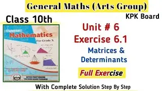Class 10th Arts Group Maths Unit 6 Exer 6.1|Exercise 6.1 Matrices General Maths 10th