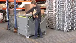 Klappbodenbeh&auml;lter mit gefederter Bodenklappe