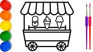 How to Draw an Ice Cream  Trolley for Beginners  #kids  Easy Drawing and Painting Tutorial, Ks Art