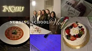 Nursing School Vlog| STRESSFUL FINALS WEEK, 50% nurse, ALL As, NOBU, gift exchange, gym